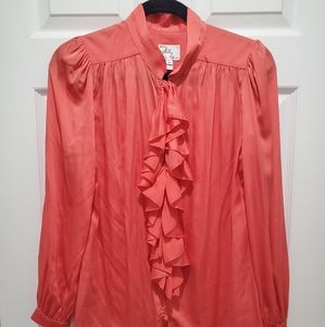 Milly Silk Blouse in Coral